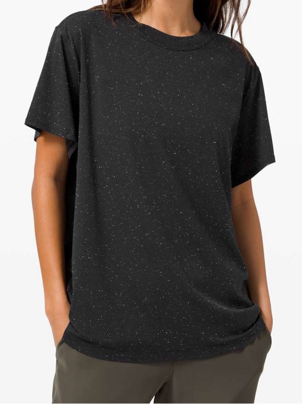 Lululemon all yours t shirt 2 XS black white speckle Vitasea boyfriend oversized